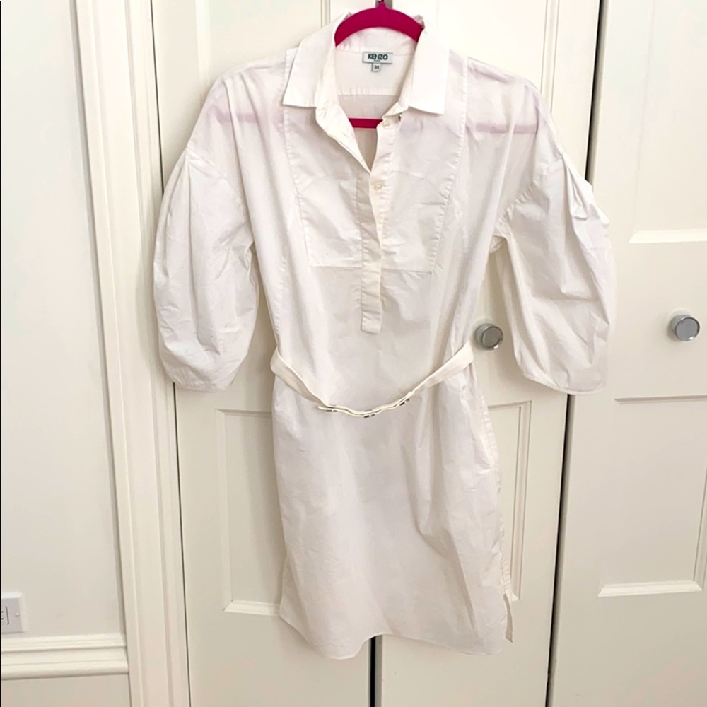 Kenzo white shirt dress, puff sleeve